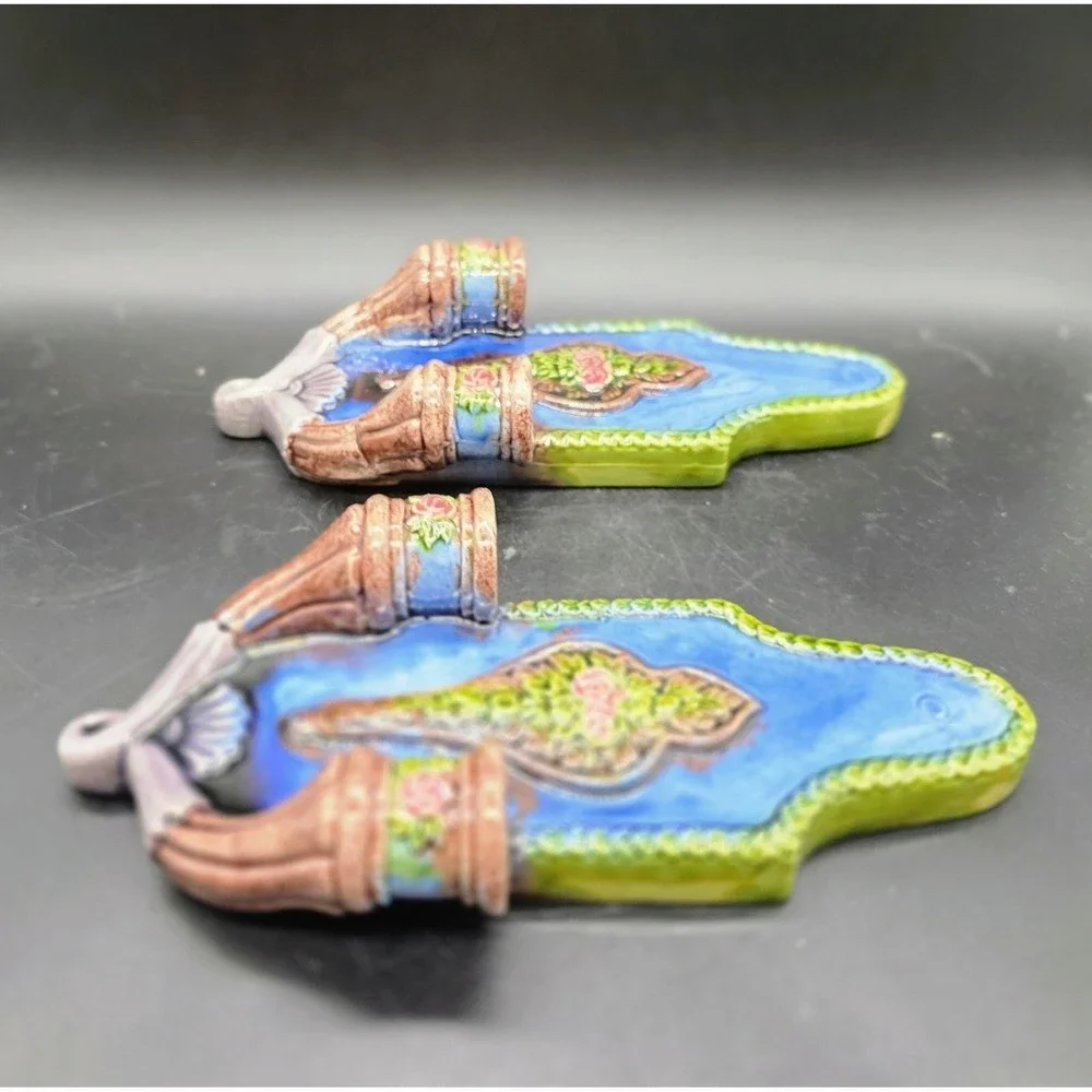 Set/2 Vintage Ceramic Wall Mount Candle Holder Candleabra 8.5